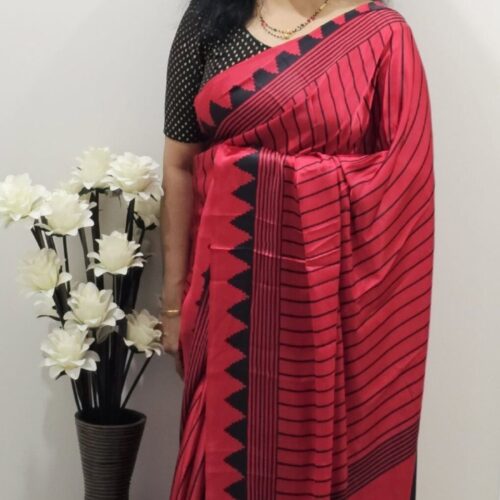 New Arrivals Red And Black Modal Silk Saree