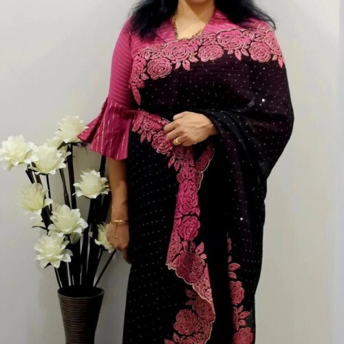 New Arrivals Black Party-Wear Georgette Saree