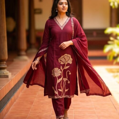 Home Maroon kurta Set