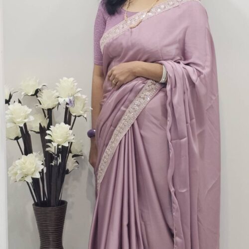 New Arrivals Lavender-Mauve Party Wear Saree