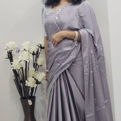 Home Lavender Satin Silk Saree