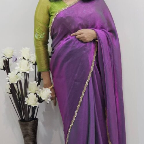 New Arrivals Purple Dual-Tone Silk-Blend Saree